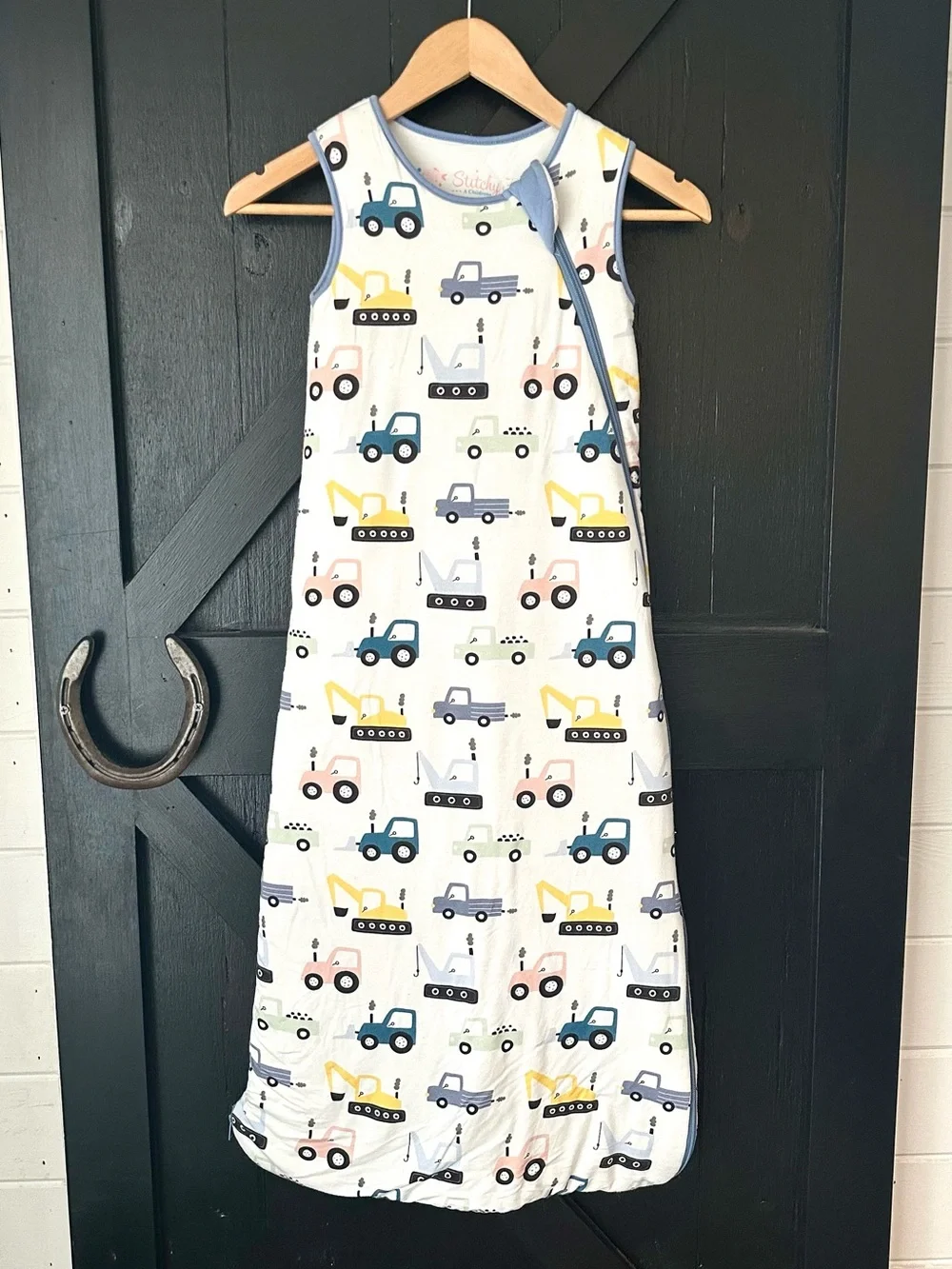 Stitchy Fish Boys Bamboo Construction Vehicles Zip Sleep Bag Sack L